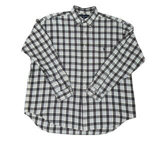 Ralph Lauren men's gray plaid Big shirt 100% cotton long sleeve button down XL